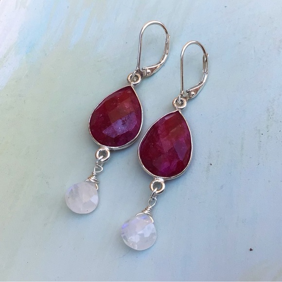 Ruby Moonstone Sundance Charm Earrings - Picture 5 of 6